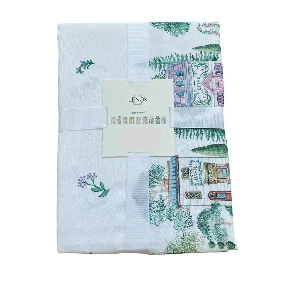 Lenox Spice Village White Tablecloth 60x84 in Cottage Country Table  Decor NEW